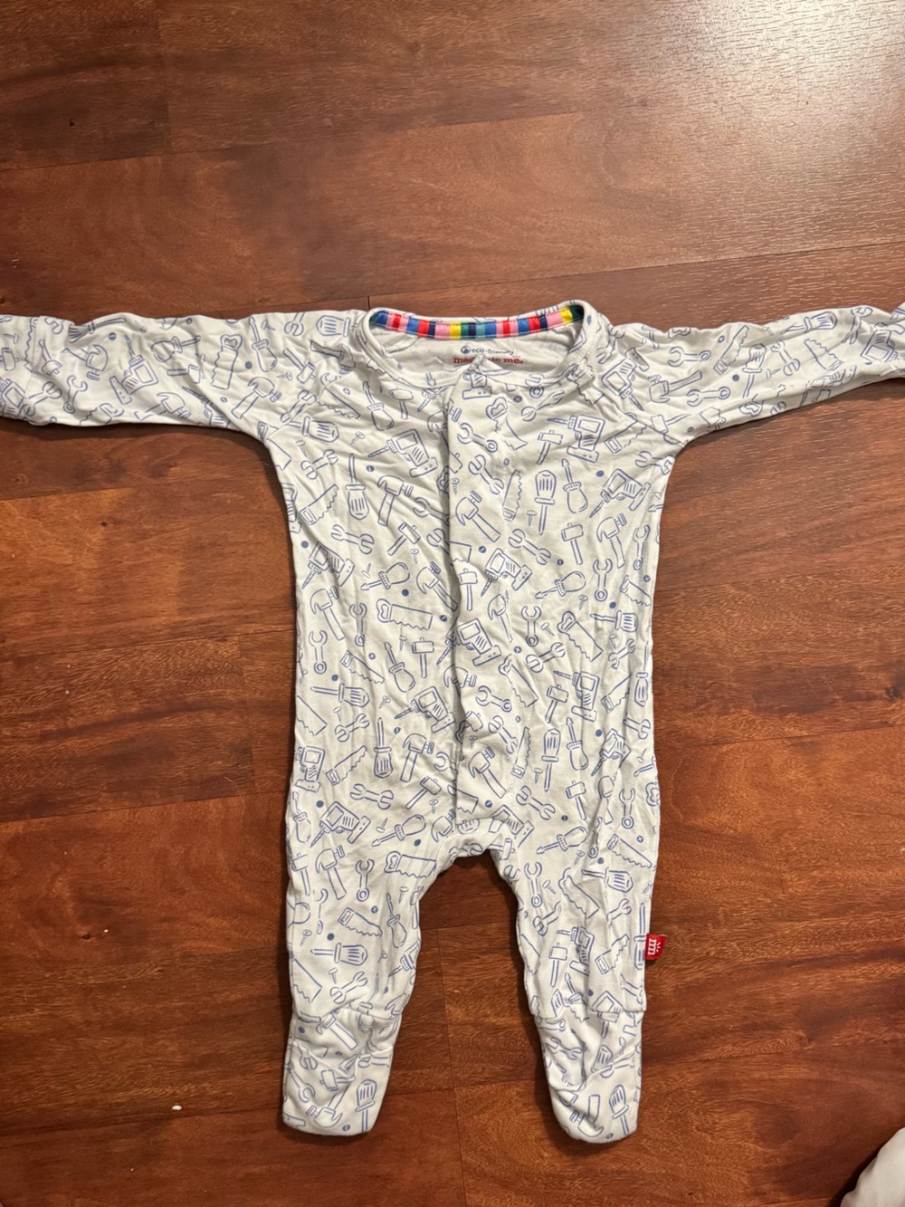 Magnetic Me White Footed Sleeper with Blue Tool Print
